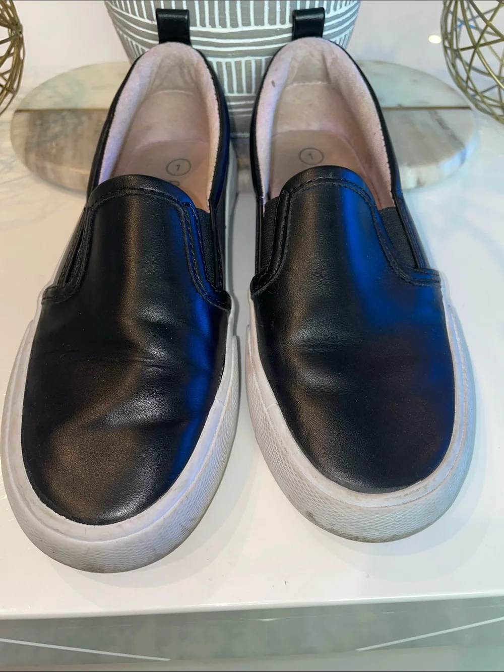 Cat & Jack Black Slip-On Loafers with White Sole